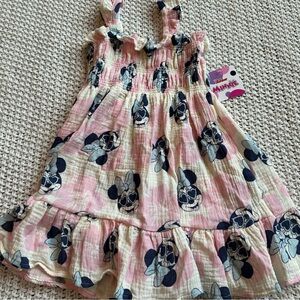 Minnie Mouse NEW Disney Pink Smocked Gauze Tiered Girls Toddler Sundress Sz 3T